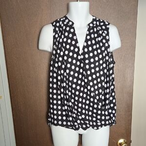 INC International Concepts Black and White Polka Dot Drape Blouse
